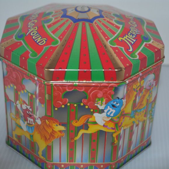 VTG M&M's Candy 1997 Merry-Go-Round Carousel Tin Canister #5 Christmas Village - Picture 5 of 10